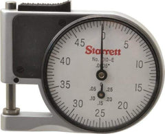 Starrett - 0 to 3/8 Inch Measurement, 0.0005 Inch Graduation, 1/2 Inch Throat Depth, Dial Thickness Gage - 1-5/8 Inch Dial Diameter - Eagle Tool & Supply