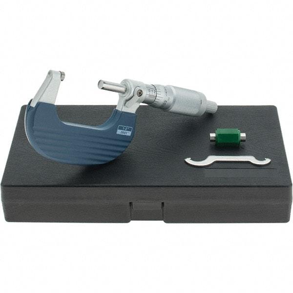 Starrett - 1 to 2" Range, 0.0001" Graduation, Mechanical Outside Micrometer - Ratchet Stop Thimble, Accurate to 0.00005" - Eagle Tool & Supply