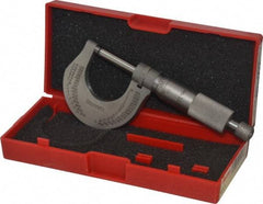 Starrett - 0 to 1" Range, 0.0001" Graduation, Mechanical Outside Micrometer - Ratchet Stop Thimble, Accurate to 0.00005" - Eagle Tool & Supply