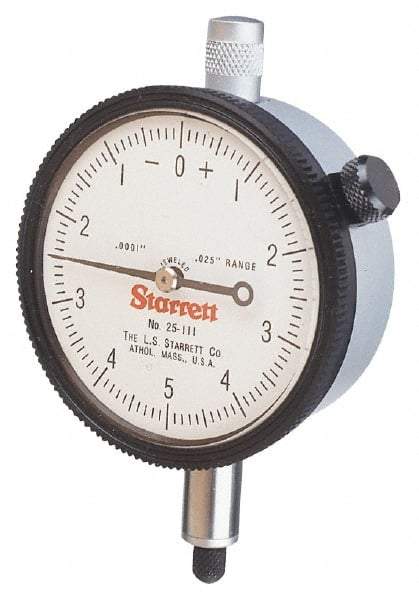 Starrett - 0.5mm Range, 0-10-0 Dial Reading, 0.002mm Graduation Dial Drop Indicator - 1-11/16" Dial, 0.2mm Range per Revolution - Eagle Tool & Supply