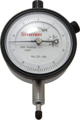 Starrett - 0.2" Range, 0-10 Dial Reading, 0.0001" Graduation Dial Drop Indicator - 2-1/4" Dial, 0.01" Range per Revolution, Revolution Counter - Eagle Tool & Supply