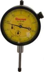 Starrett - 25mm Range, 0-100 Dial Reading, 0.01mm Graduation Dial Drop Indicator - 2-1/4" Dial, 1mm Range per Revolution, Revolution Counter - Eagle Tool & Supply