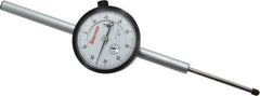 Starrett - 2" Range, 0-100 Dial Reading, 0.001" Graduation Dial Drop Indicator - 2-1/4" Dial, 0.1" Range per Revolution, Revolution Counter - Eagle Tool & Supply