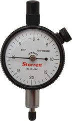 Starrett - 0.1" Range, 0-20-0 Dial Reading, 0.001" Graduation Dial Drop Indicator - 1-11/16" Dial, 0.04" Range per Revolution, Revolution Counter - Eagle Tool & Supply