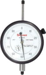 Starrett - 1" Range, 0-100 Dial Reading, 0.001" Graduation Dial Drop Indicator - 2-3/4" Dial, 0.1" Range per Revolution, Revolution Counter - Eagle Tool & Supply