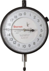 Starrett - 0.4" Range, 0-20 Dial Reading, 0.0001" Graduation Dial Drop Indicator - 3-5/8" Dial, 0.02" Range per Revolution - Eagle Tool & Supply