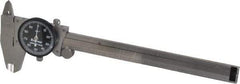 Starrett - 0" to 6" Range, 0.001" Graduation, 0.1" per Revolution, Dial Caliper - Black Face, 1-1/2" Jaw Length, Accurate to 0.0010" - Eagle Tool & Supply