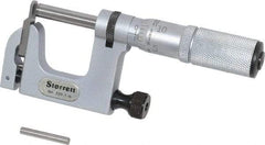 Starrett - 0 to 1 Inch Range, Carbide Face, Satin Chrome Coated, Mechanical Multi Anvil Micrometer - Friction Thimble, 0.001 Inch Graduation, 0.0002 Inch Accuracy - Eagle Tool & Supply