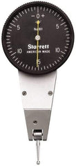 Starrett - 0.03 Inch Range, 0.0005 Inch Dial Graduation, Horizontal Dial Test Indicator - 1-3/8 Inch Black Dial, 0-15-0 Dial Reading - Eagle Tool & Supply