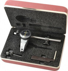Starrett - 7 Piece, 0" to 0.03" Measuring Range, 1-3/8" Dial Diam, 0-15-0 Dial Reading, Black Dial Test Indicator Kit - 5/8" Contact Point Length, 2mm Ball Diam, 0.0005" Dial Graduation - Eagle Tool & Supply