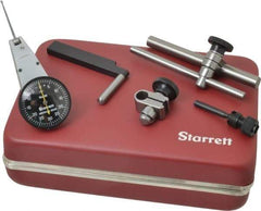Starrett - 7 Piece, 0" to 0.06" Measuring Range, 1-3/8" Dial Diam, 0-30-0 Dial Reading, Black Dial Test Indicator Kit - 1-5/16" Contact Point Length, 2mm Ball Diam, 0.001" Dial Graduation - Eagle Tool & Supply