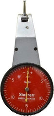 Starrett - 0.03 Inch Range, 0.0005 Inch Dial Graduation, Horizontal Dial Test Indicator - 1-3/8 Inch Red Dial, 0-15-0 Dial Reading - Eagle Tool & Supply
