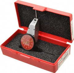Starrett - 0.06 Inch Range, 0.001 Inch Dial Graduation, Horizontal Dial Test Indicator - 1-3/8 Inch Red Dial, 0-30-0 Dial Reading - Eagle Tool & Supply