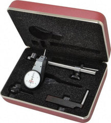 Starrett - 7 Piece, 0" to 0.03" Measuring Range, 1-3/8" Dial Diam, 0-15-0 Dial Reading, White Dial Test Indicator Kit - 5/8" Contact Point Length, 2mm Ball Diam, 0.0005" Dial Graduation - Eagle Tool & Supply