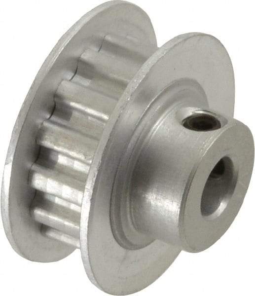 Power Drive - 14 Tooth, 1/4" Inside x 0.871" Outside Diam, Hub & Flange Timing Belt Pulley - 1/4" Belt Width, 0.891" Pitch Diam, 0.438" Face Width, Aluminum - Eagle Tool & Supply