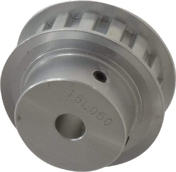 Power Drive - 15 Tooth, 3/8" Inside x 1.76" Outside Diam, Hub & Flange Timing Belt Pulley - 1/2" Belt Width, 1.79" Pitch Diam, 0.719" Face Width, Aluminum - Eagle Tool & Supply