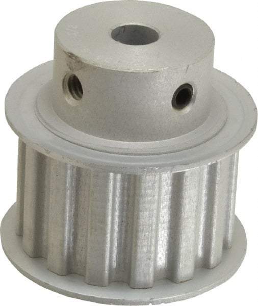 Power Drive - 15 Tooth, 3/8" Inside x 1.76" Outside Diam, Hub & Flange Timing Belt Pulley - 1" Belt Width, 1.79" Pitch Diam, 1-1/4" Face Width, Aluminum - Eagle Tool & Supply