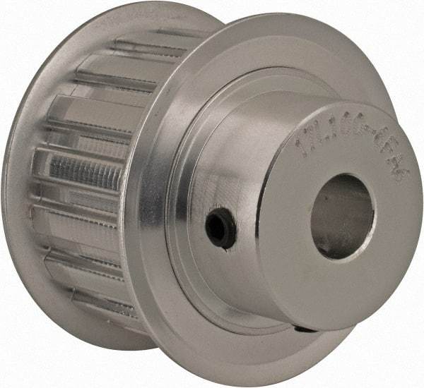 Power Drive - 17 Tooth, 1/2" Inside x 2" Outside Diam, Hub & Flange Timing Belt Pulley - 1" Belt Width, 2.029" Pitch Diam, 1-1/4" Face Width, Aluminum - Eagle Tool & Supply