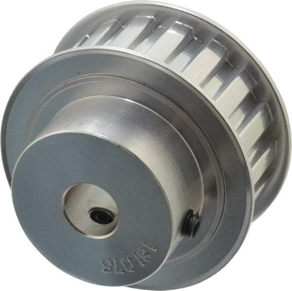 Power Drive - 18 Tooth, 1/2" Inside x 2.119" Outside Diam, Hub & Flange Timing Belt Pulley - 3/4" Belt Width, 2.149" Pitch Diam, 1" Face Width, Aluminum - Eagle Tool & Supply
