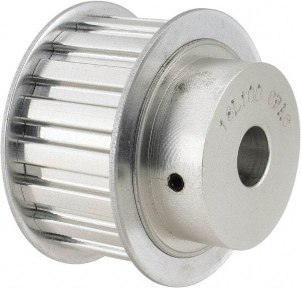 Power Drive - 18 Tooth, 1/2" Inside x 2.119" Outside Diam, Hub & Flange Timing Belt Pulley - 1" Belt Width, 2.149" Pitch Diam, 1-1/4" Face Width, Aluminum - Eagle Tool & Supply