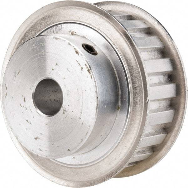 Power Drive - 20 Tooth, 1/2" Inside x 2.357" Outside Diam, Hub & Flange Timing Belt Pulley - 3/4" Belt Width, 2.387" Pitch Diam, 1" Face Width, Aluminum - Eagle Tool & Supply