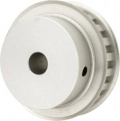Power Drive - 21 Tooth, 1/2" Inside x 2.477" Outside Diam, Hub & Flange Timing Belt Pulley - 3/4" Belt Width, 2.507" Pitch Diam, 1" Face Width, Aluminum - Eagle Tool & Supply
