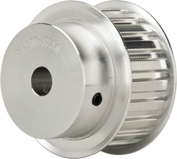 Power Drive - 21 Tooth, 1/2" Inside x 2.477" Outside Diam, Hub & Flange Timing Belt Pulley - 1" Belt Width, 2.507" Pitch Diam, 1-1/4" Face Width, Aluminum - Eagle Tool & Supply