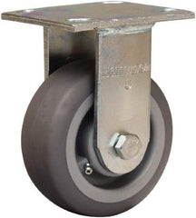 Hamilton - 5" Diam x 2" Wide x 7" OAH Top Plate Mount Rigid Caster - Rubber Mold on Polyolefin, 350 Lb Capacity, Straight Roller Bearing, 4 x 4-1/2" Plate - Eagle Tool & Supply