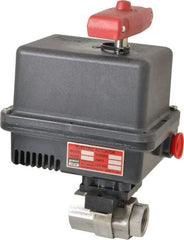 Gemini Valve - 3/4" Pipe, 720 psi WOG Rating Stainless Steel Electric Actuated Ball Valve - Reinforced PTFE Seal, Standard Port, Threaded (NPT) End Connection - Eagle Tool & Supply
