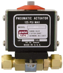 Gemini Valve - 1/2" Pipe, 1,000 psi WOG Rating Brass Pneumatic Double Acting with Solenoid Actuated Ball Valve - Reinforced PTFE Seal, Standard Port, TYLOK (Compression) End Connection - Eagle Tool & Supply