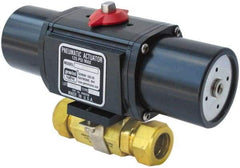 Gemini Valve - 1/2" Pipe, 1,000 psi WOG Rating Brass Pneumatic Spring Return with Solenoid Actuated Ball Valve - Reinforced PTFE Seal, Standard Port, TYLOK (Compression) End Connection - Eagle Tool & Supply