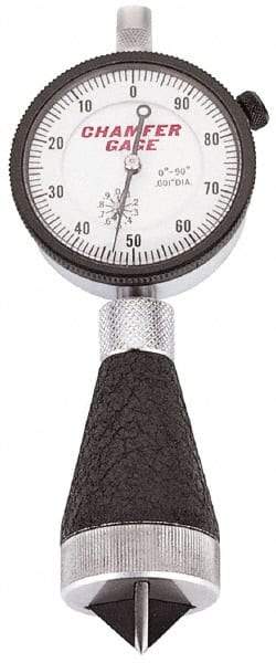 Starrett - 1/8 to 1/2", 90 to 127° Included Angle, External Chamfer Gage - White Hardened Tool Steel (Plunger), 3 Blade Plunger - Eagle Tool & Supply
