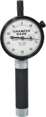 Starrett - 0 to 3/8", 90 to 127° Included Angle, Internal Chamfer Gage - White Hardened Tool Steel (Plunger), 3 Blade Plunger - Eagle Tool & Supply