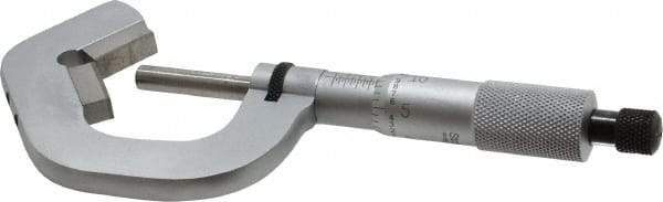 Starrett - 0.078 to 1 Inch Measurement, 0.0001 Inch Graduation, 5 Flutes Measured, Ratchet Stop Thimble, Mechanical V Anvil Micrometer - Satin Chrome Finish, Carbide - Eagle Tool & Supply