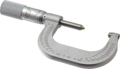 Starrett - 1 to 2" Range, Mechanical Screw Thread Micrometer - Plain Thimble, 0.001" Graduation, 0.004mm Accuracy - Eagle Tool & Supply
