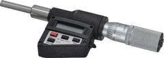Starrett - 0 to 25mm Range, 1/4" Spindle Diameter, 2-1/4" Spindle Length, 6-3/16 OAL, Flat Spindle Electronic Micrometer Head - 0.00005" Resolution, 0.0001" Accuracy, Friction Thimble, Carbide Measuring Face, Data Output - Eagle Tool & Supply