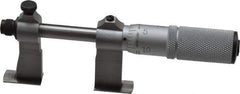 Starrett - 1-1/2 to 2-1/2 Inch Inside Measurement, Satin Chrome Finish, Mechanical Groove Micrometer - 0.001 Inch Graduation, 0.0002 Inch Accuracy, 5/64 Inch Groove Depth, Friction Thimble, Includes Lock Screw - Eagle Tool & Supply