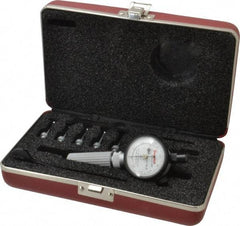 Starrett - 7 Anvil, 0.107 to 0.266" Dial Bore Gage Set - 0.0001" Graduation, 13/16" Gage Depth - Eagle Tool & Supply