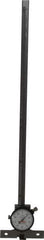 Starrett - 0 to 12 Inch Range, Stainless Steel, White Dial Depth Gage - 0.001 Inch Graduation, 0.001 Inch Accuracy, 2-3/4 Inch Base Measuring Length - Eagle Tool & Supply
