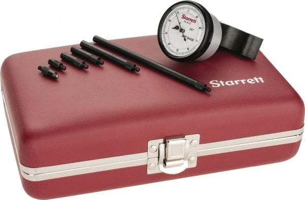 Starrett - 0 to 8.6 Inch Range, Steel, White Dial Depth Gage - 0.001 Inch Graduation, 2-1/2 Inch Base Measuring Length - Eagle Tool & Supply