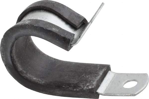 Made in USA - 3/4" Pipe, 3/4" Rod, Cushion Clamp - Gray & Black, Galvanized Steel & EPDM Cushion - Eagle Tool & Supply