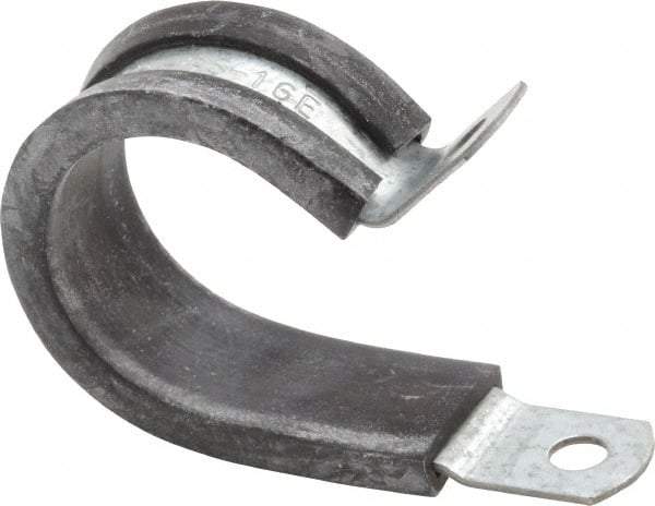 Made in USA - 1" Pipe, 1" Rod, Cushion Clamp - Gray & Black, Galvanized Steel & EPDM Cushion - Eagle Tool & Supply