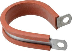 Made in USA - 1-1/2" Pipe, 1-1/2" Rod, Cushion Clamp - Gray & Red, Galvanized Steel & Silcone Cushion - Eagle Tool & Supply