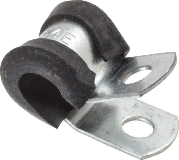 Made in USA - 1/4" Rod, Cushion Clamp - Gray & Black, Galvanized Steel & EPDM Cushion - Eagle Tool & Supply