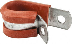 Made in USA - 1/2" Pipe, 1/2" Rod, Cushion Clamp - Gray & Red, Galvanized Steel & Silcone Cushion - Eagle Tool & Supply