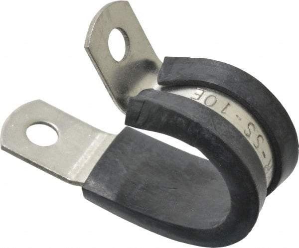 Made in USA - 5/8" Pipe, 5/8" Rod, Cushion Clamp - Gray & Black, Grade 304 Stainless Steel & EPDM Cushion - Eagle Tool & Supply