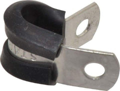 Made in USA - 1/4" Pipe, 1/4" Rod, Cushion Clamp - Gray & Black, Grade 304 Stainless Steel & EPDM Cushion - Eagle Tool & Supply