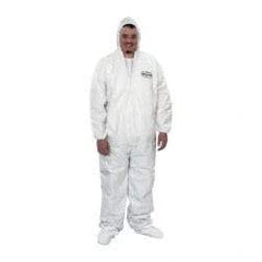 KleenGuard - Size 2XL Film Laminate Chemical Resistant Coveralls - White, Zipper Closure, Open Cuffs, Open Ankles - Eagle Tool & Supply