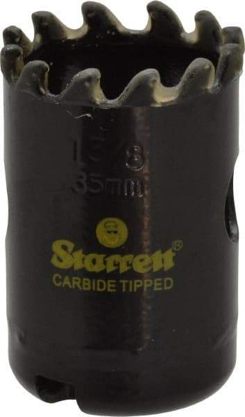 Starrett - 1-3/8" Diam, 1-5/8" Cutting Depth, Hole Saw - Carbide-Tipped Saw, Toothed Edge - Eagle Tool & Supply