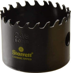 Starrett - 2-3/8" Diam, 1-5/8" Cutting Depth, Hole Saw - Carbide-Tipped Saw, Toothed Edge - Eagle Tool & Supply